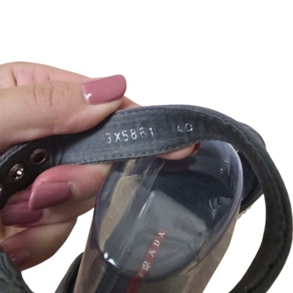 Prada Sandals Womens Size 40 US 10 Gray Ankle‎ Strap Flat Rubber Sole 3X5861 - Picture 6 of 12